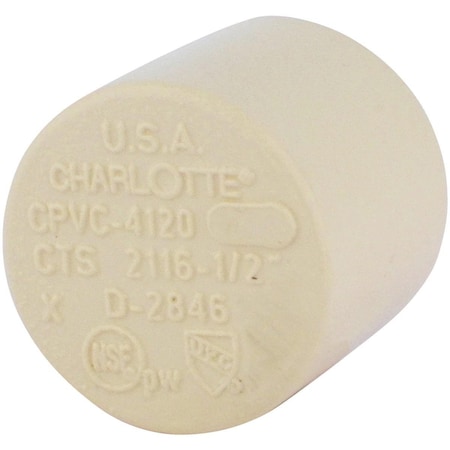 Charlotte Pipe And Foundry 1/2 In. Slip Solvent Weld CPVC Cap CTS 02116 0600HA